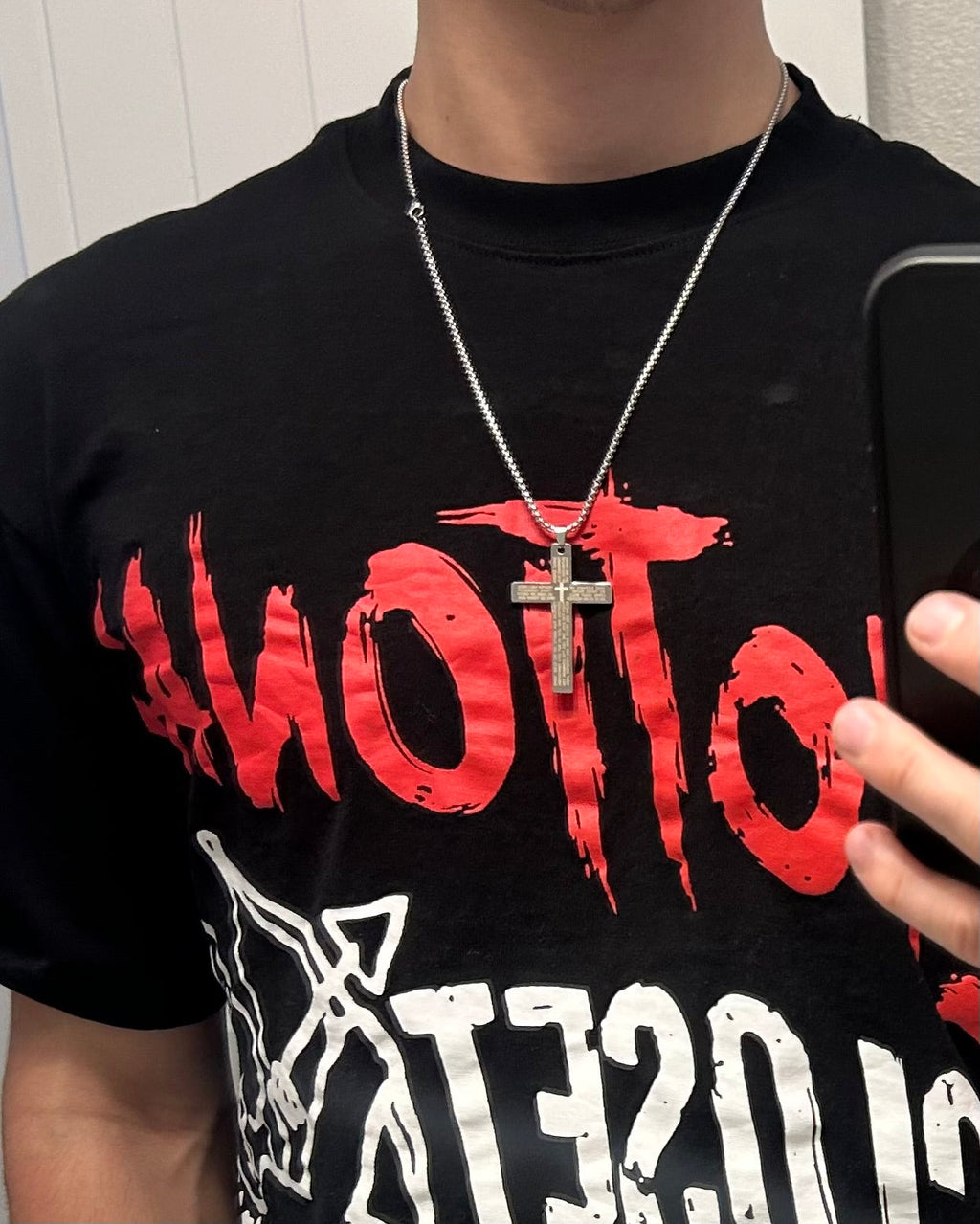 23 inch Silver Bible Verse Cross Necklace