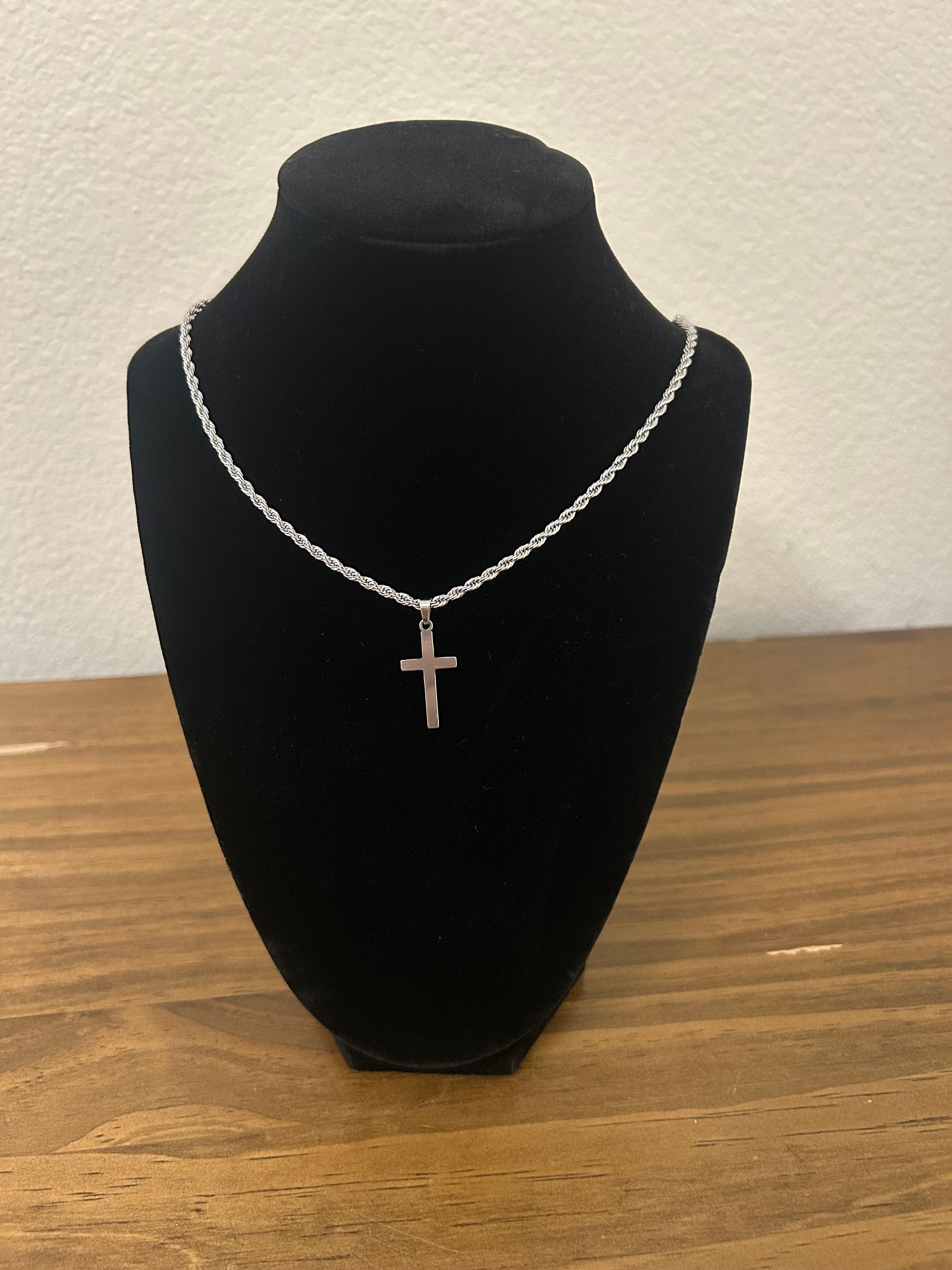 20 Inch Silver Cross Necklace