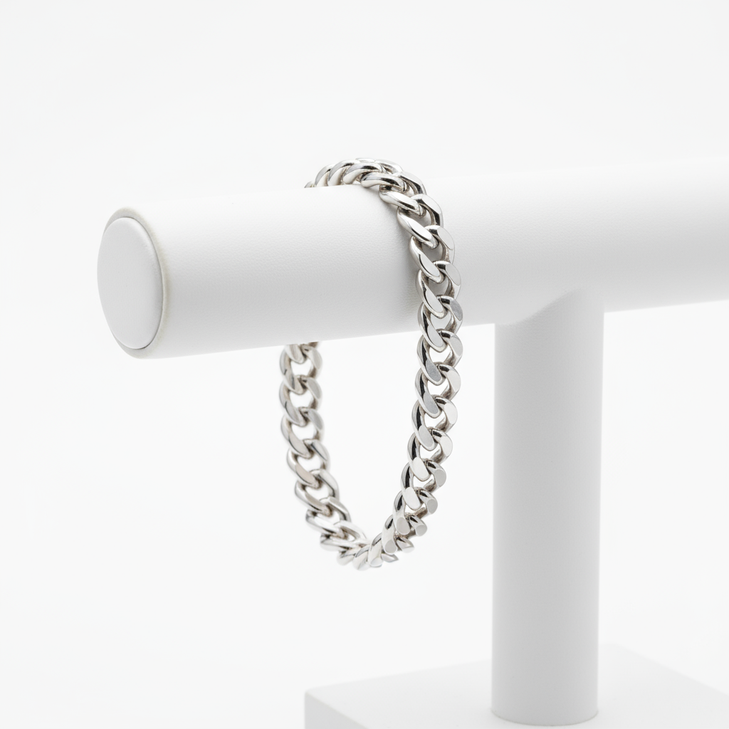 Silver Bracelet on White Display